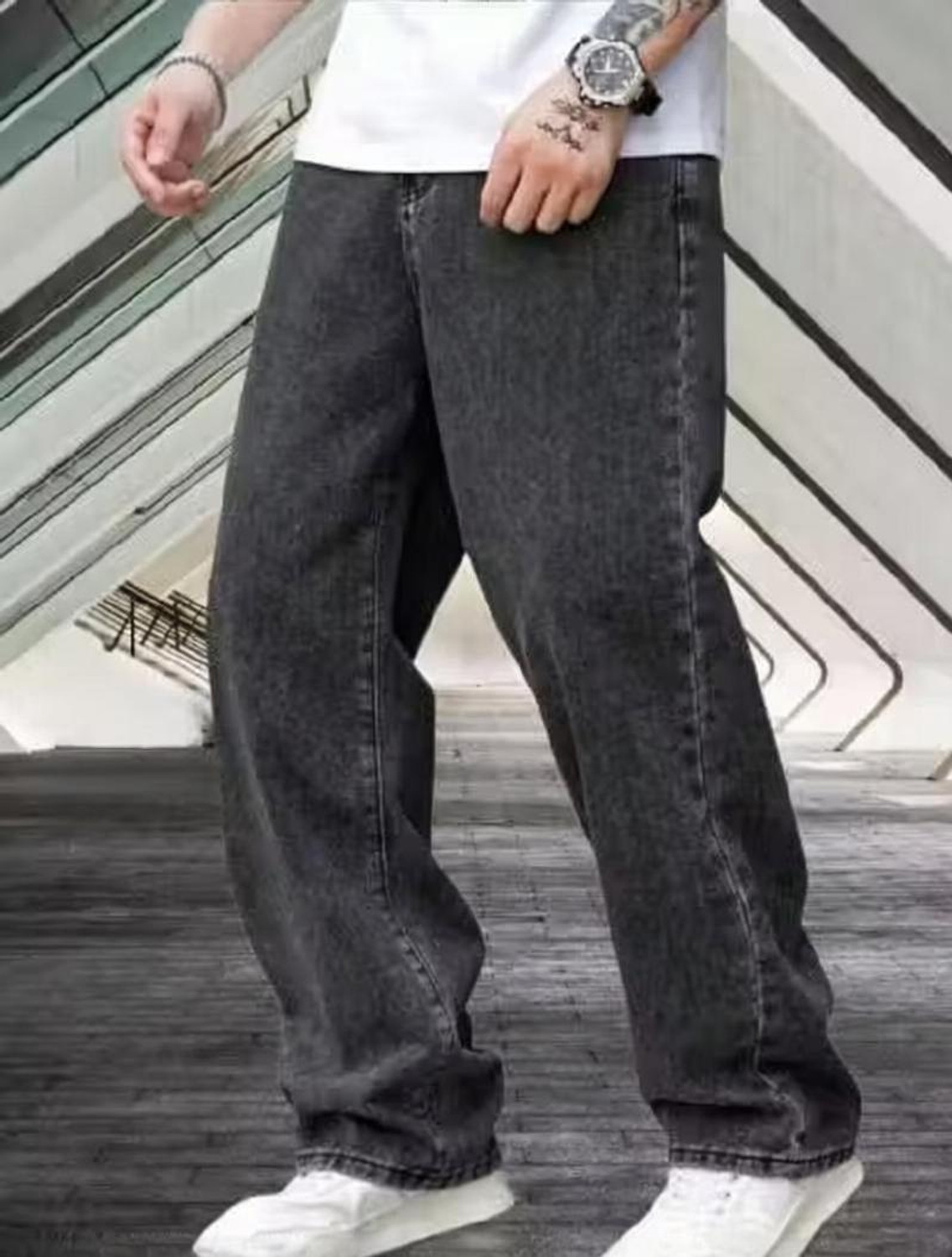 Image of CABRRR Loose Fit Men Grey Jeans