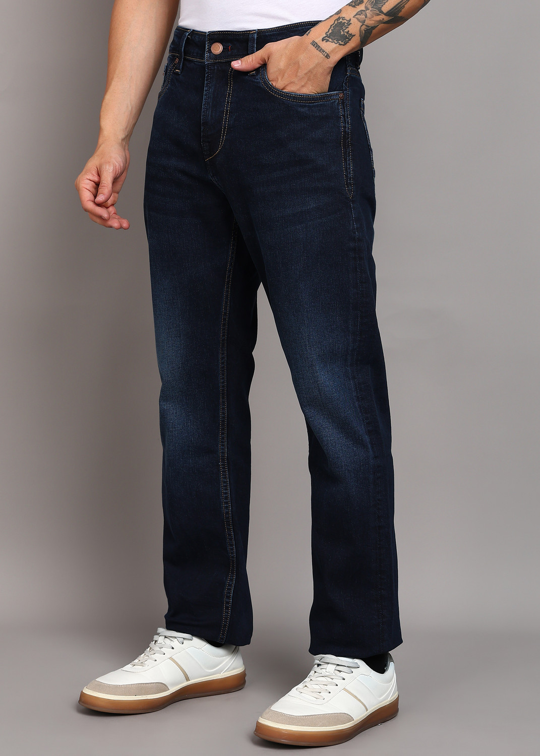 Image of KILLER Men Straight Fit Mid Rise Blue Jeans
