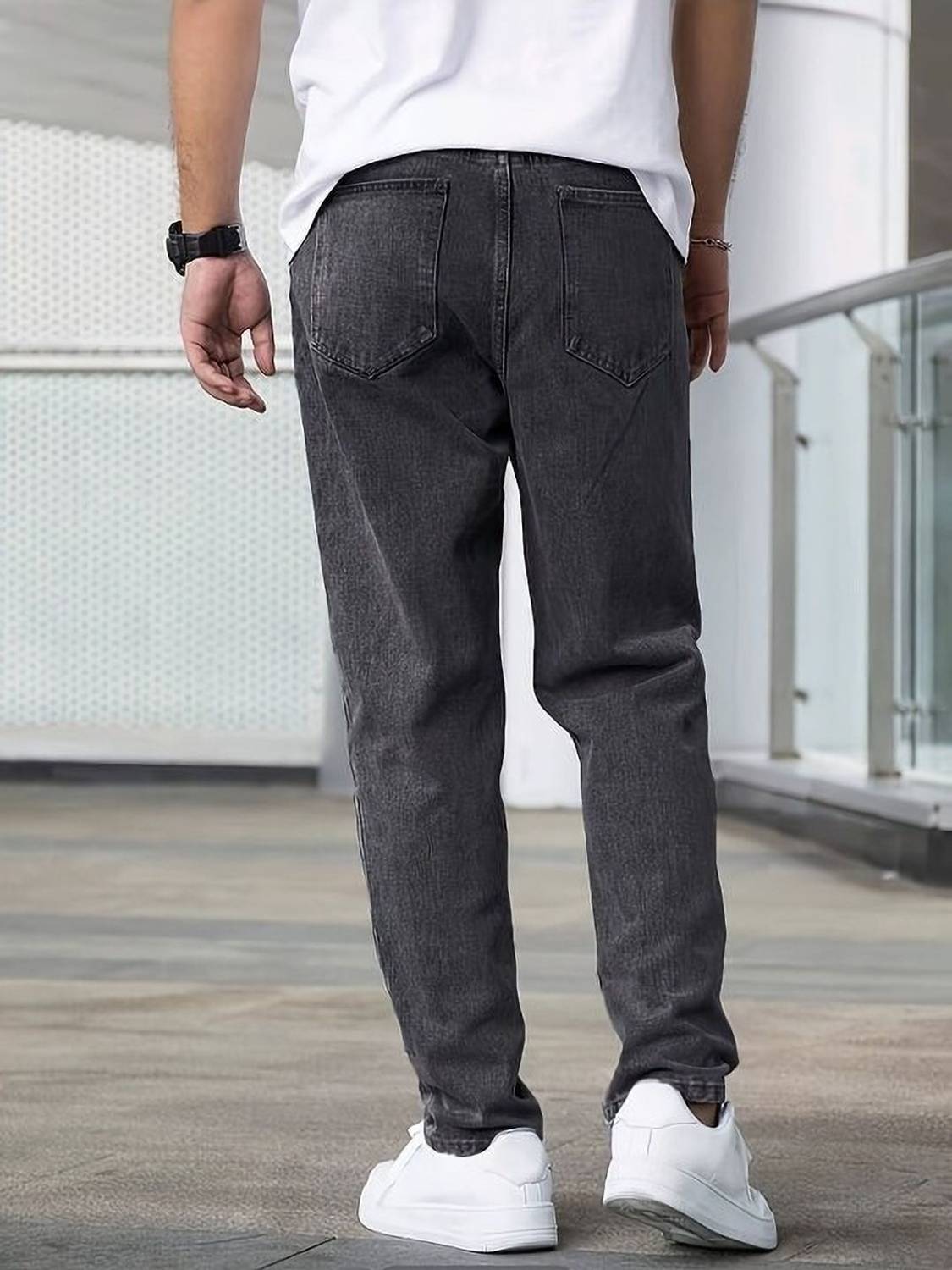 SUPER FURRY Straight Fit Dark Grey Jeans - Image 2