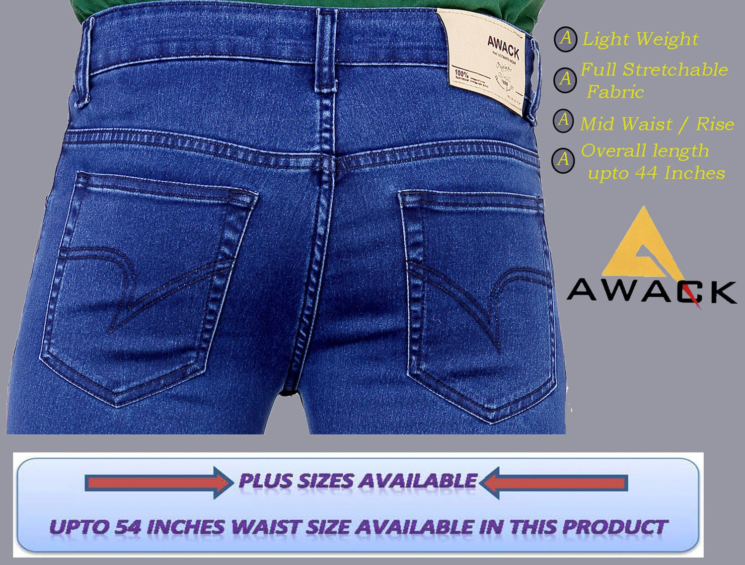 Image of AWACK Slim Men Blue Jeans