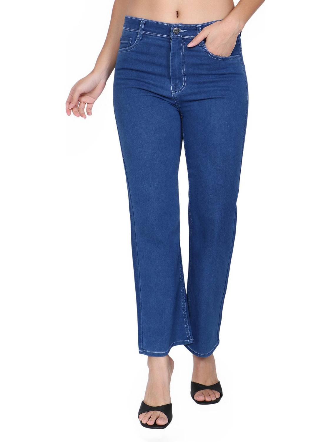 3BUTTERFLIES Straight Fit Women Blue Jeans