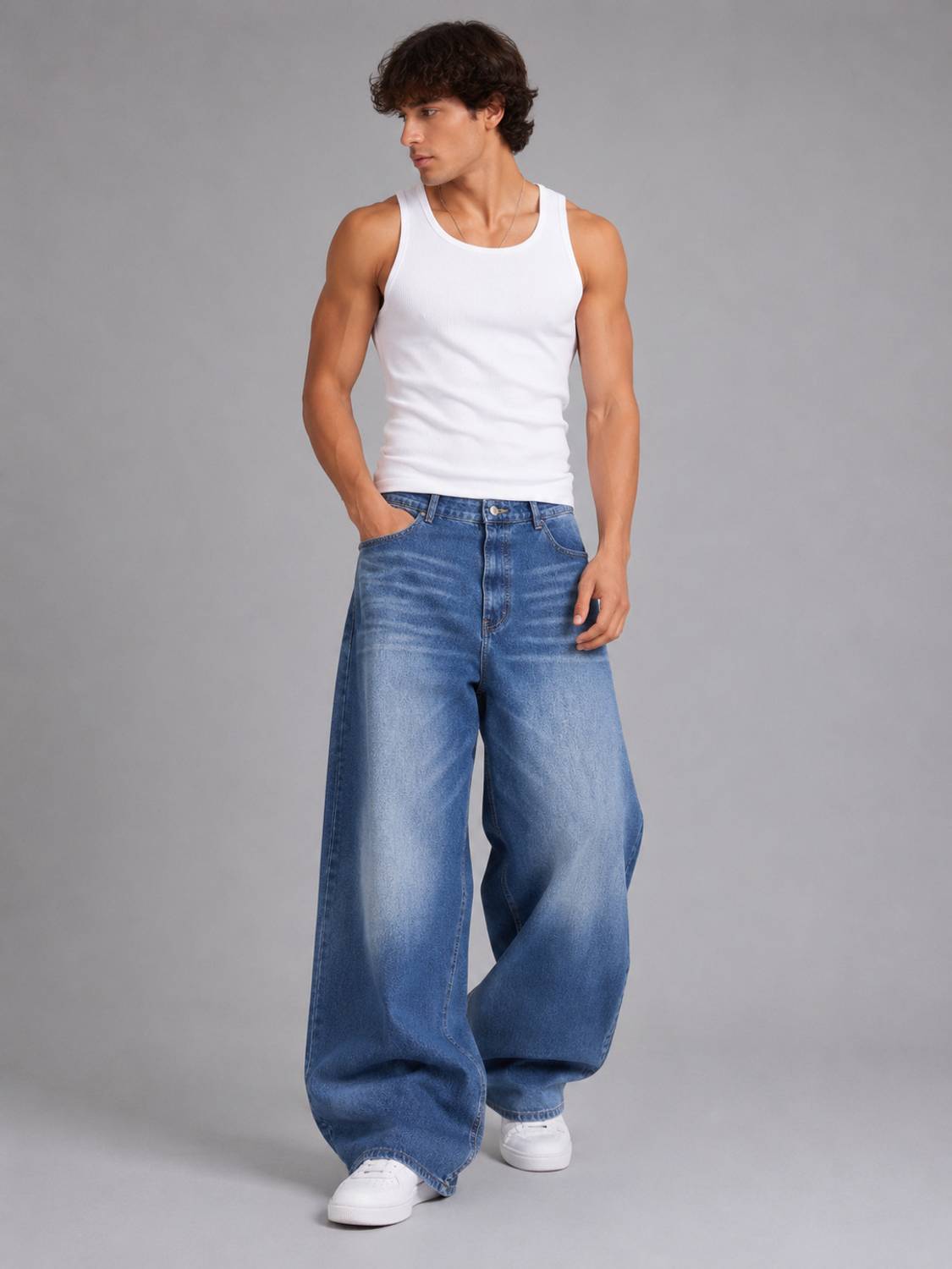 DAHZ Wide Leg Blue Jeans - Image 3