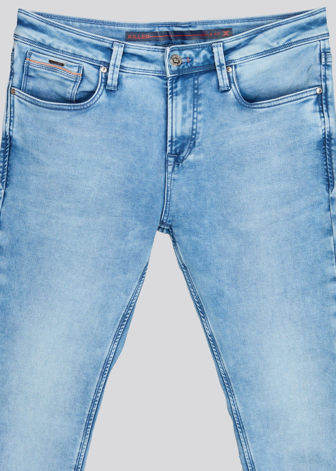 Image of KILLER Men Skinny Mid Rise Blue Jeans