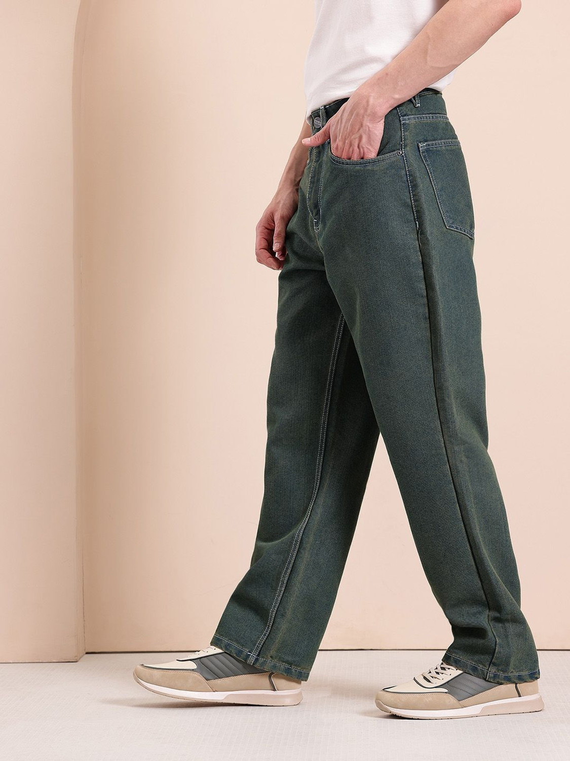 Image of Mast & Harbour Relaxed Fit Men Blue Jeans