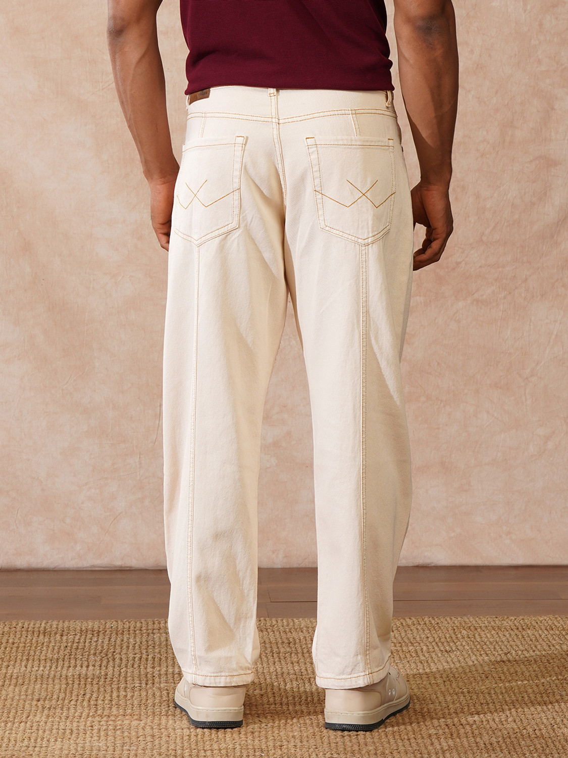Image of WROGN Regular Men Beige Jeans