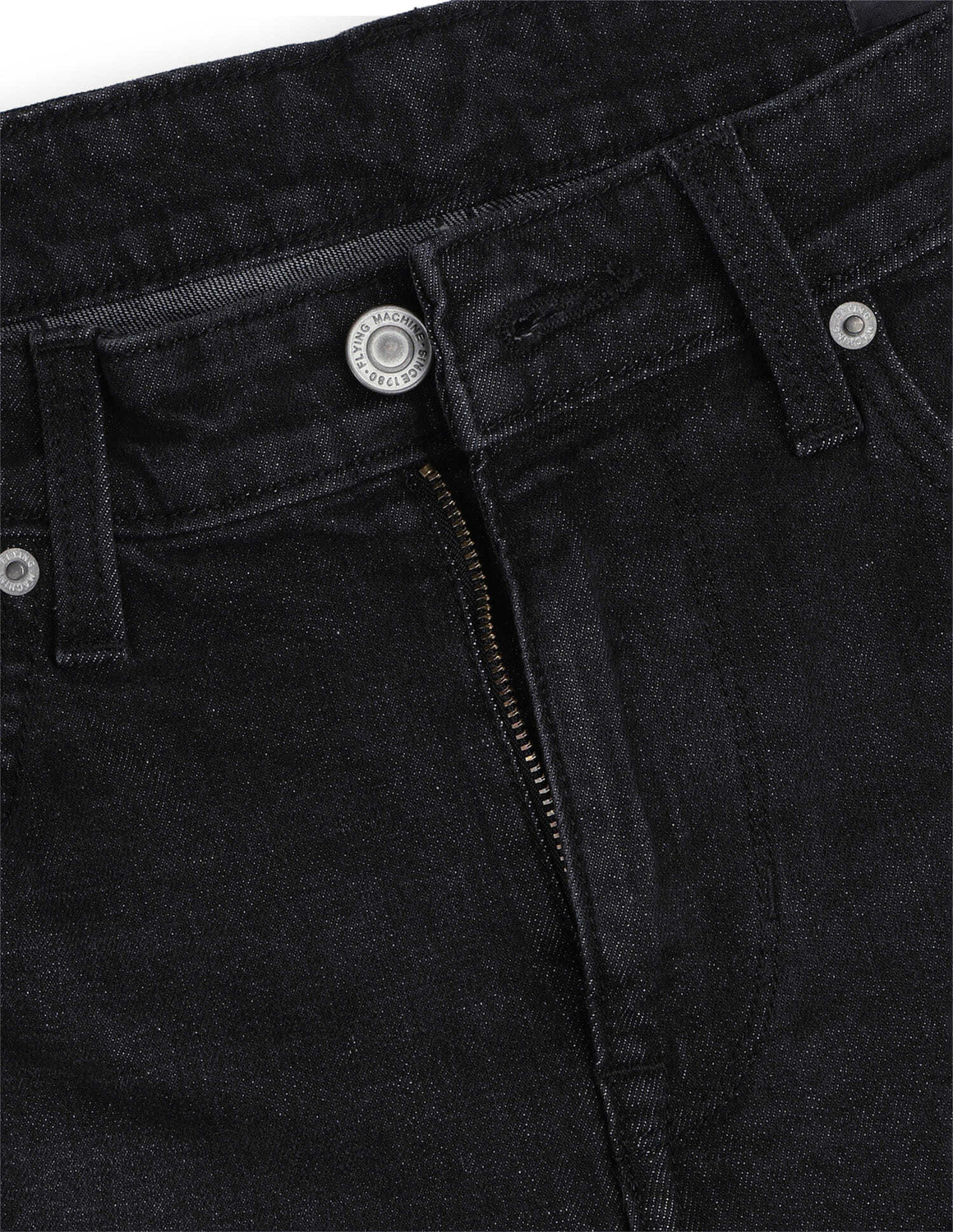 Image of FLYING MACHINE Men Slim Mid Rise Black Jeans