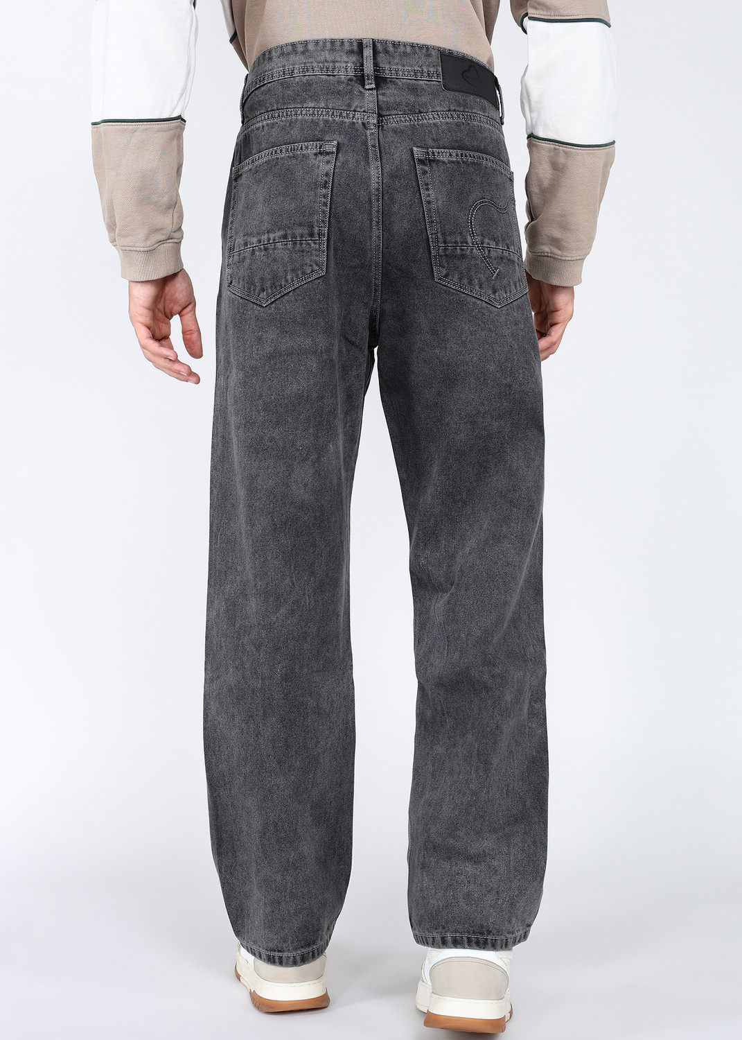 Image of BEING HUMAN Loose Fit Men Grey Jeans