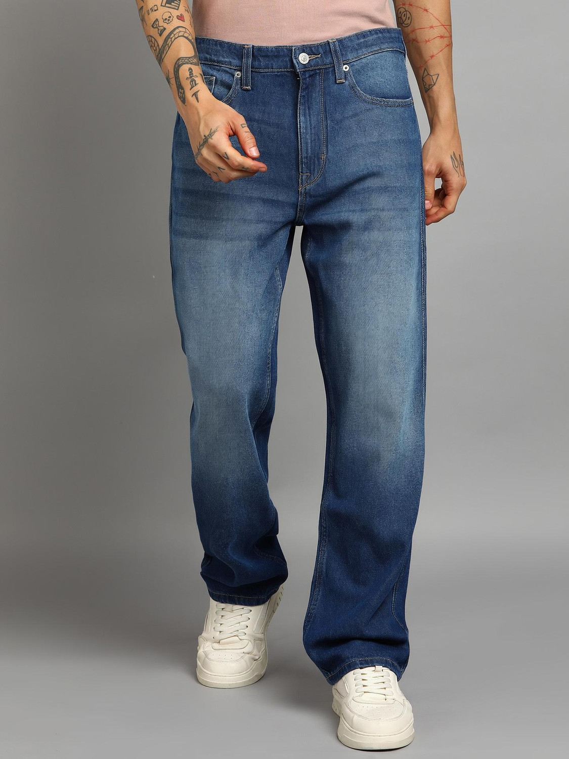 Image of FLYING MACHINE Relaxed Fit Men Blue Jeans