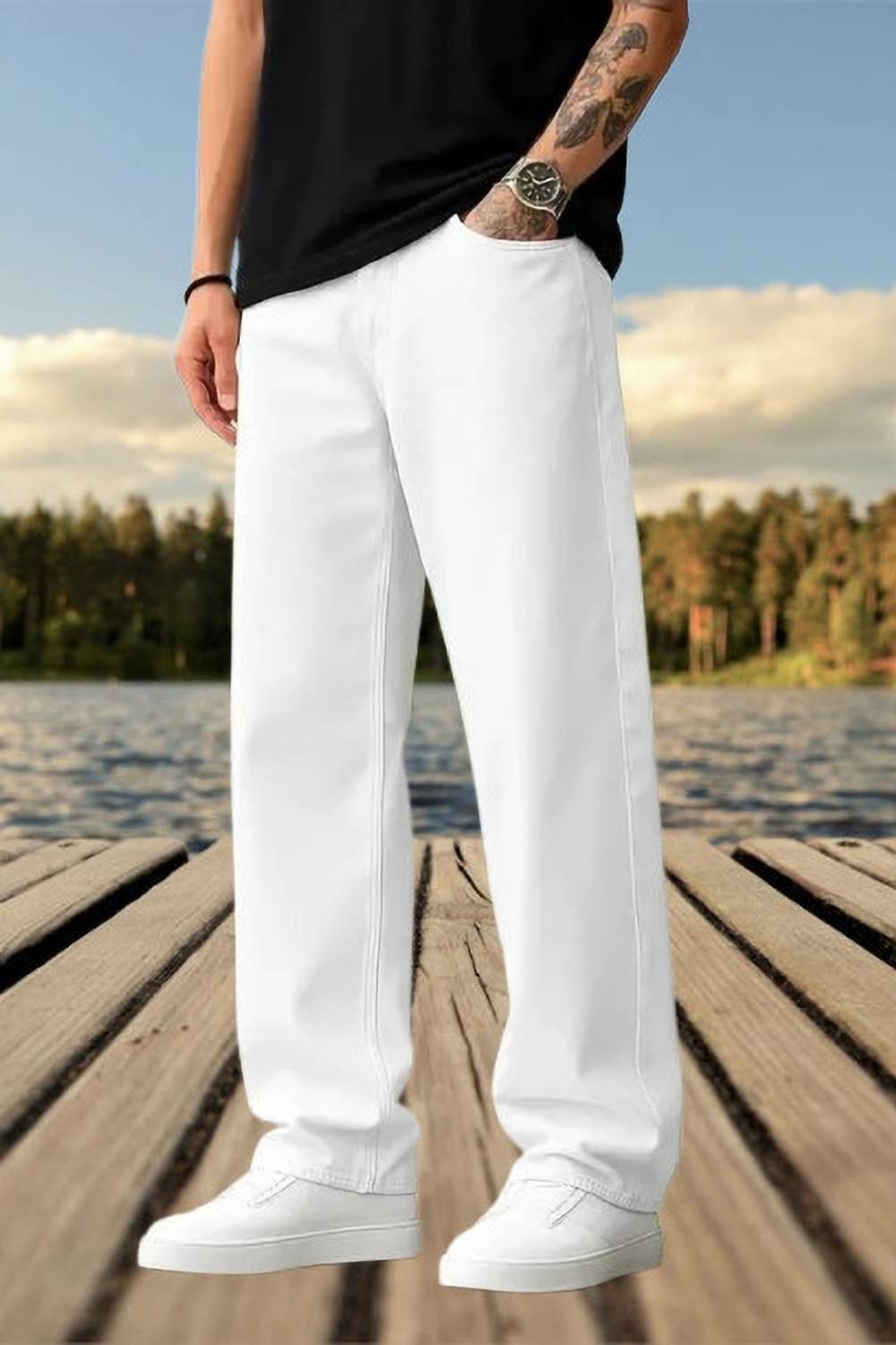 CABRRR Men White Straight Fit Jeans - Image 1