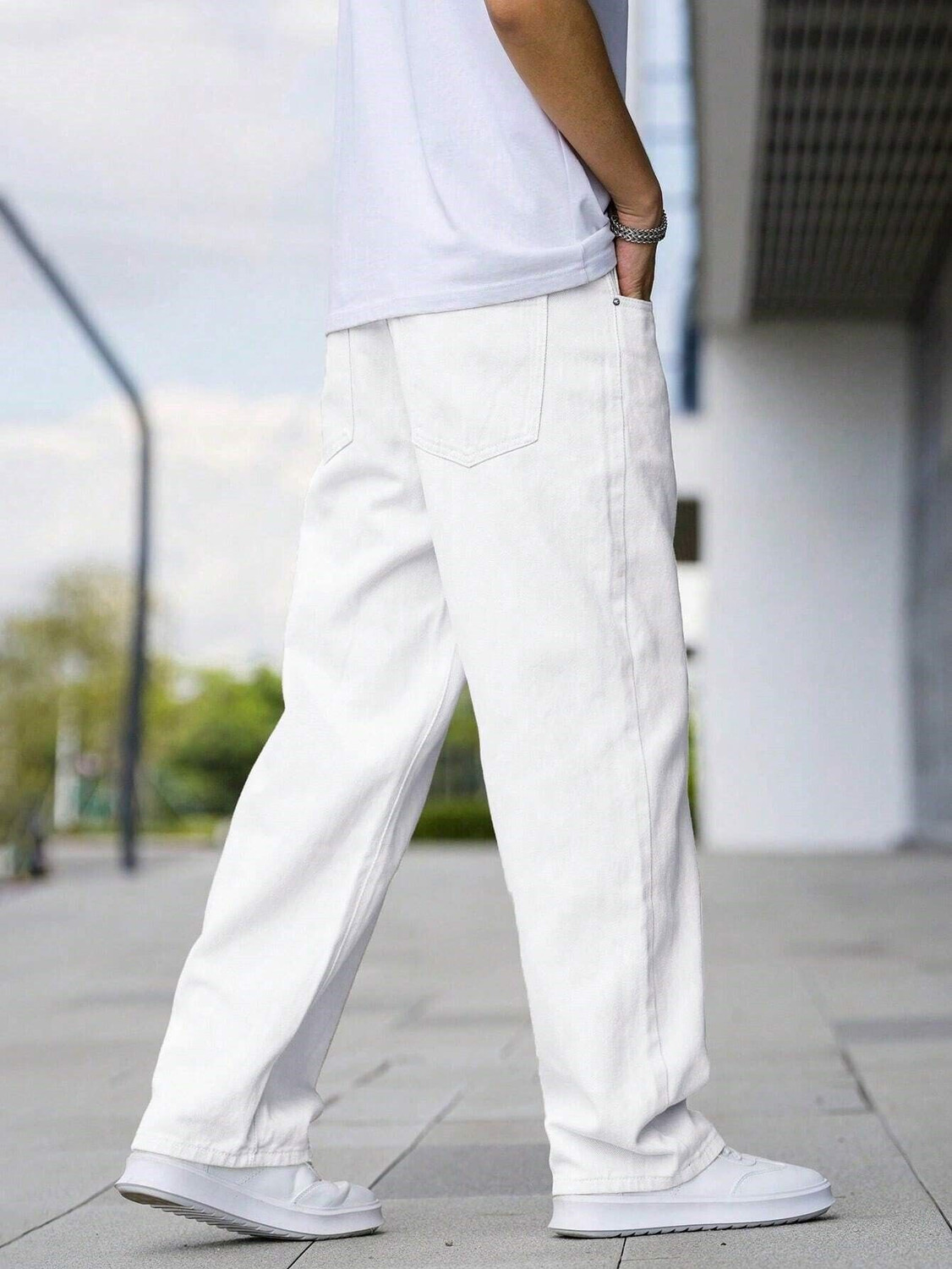 Image of James Webb Loose Fit Men White Jeans