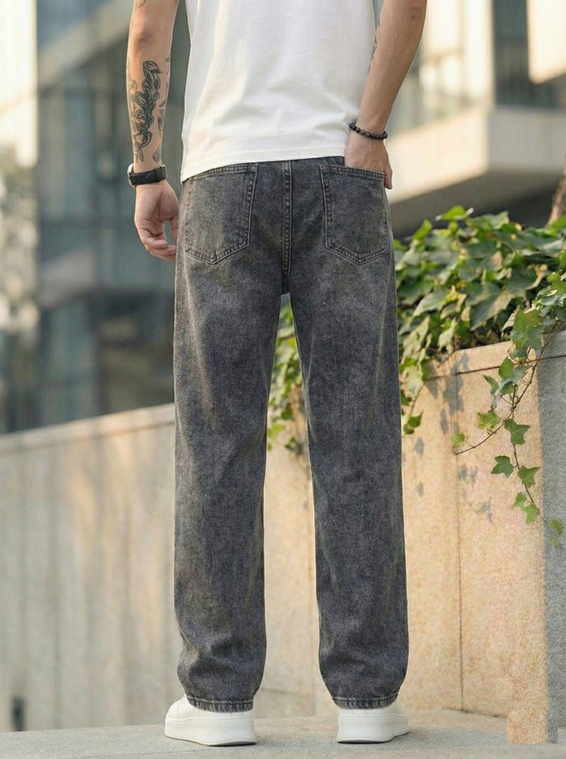 Image of Maahit Loose Fit Men Dark Grey Jeans