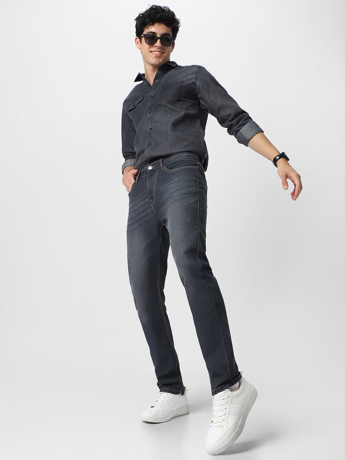 Image of Urbano Fashion Regular Men Black Jeans