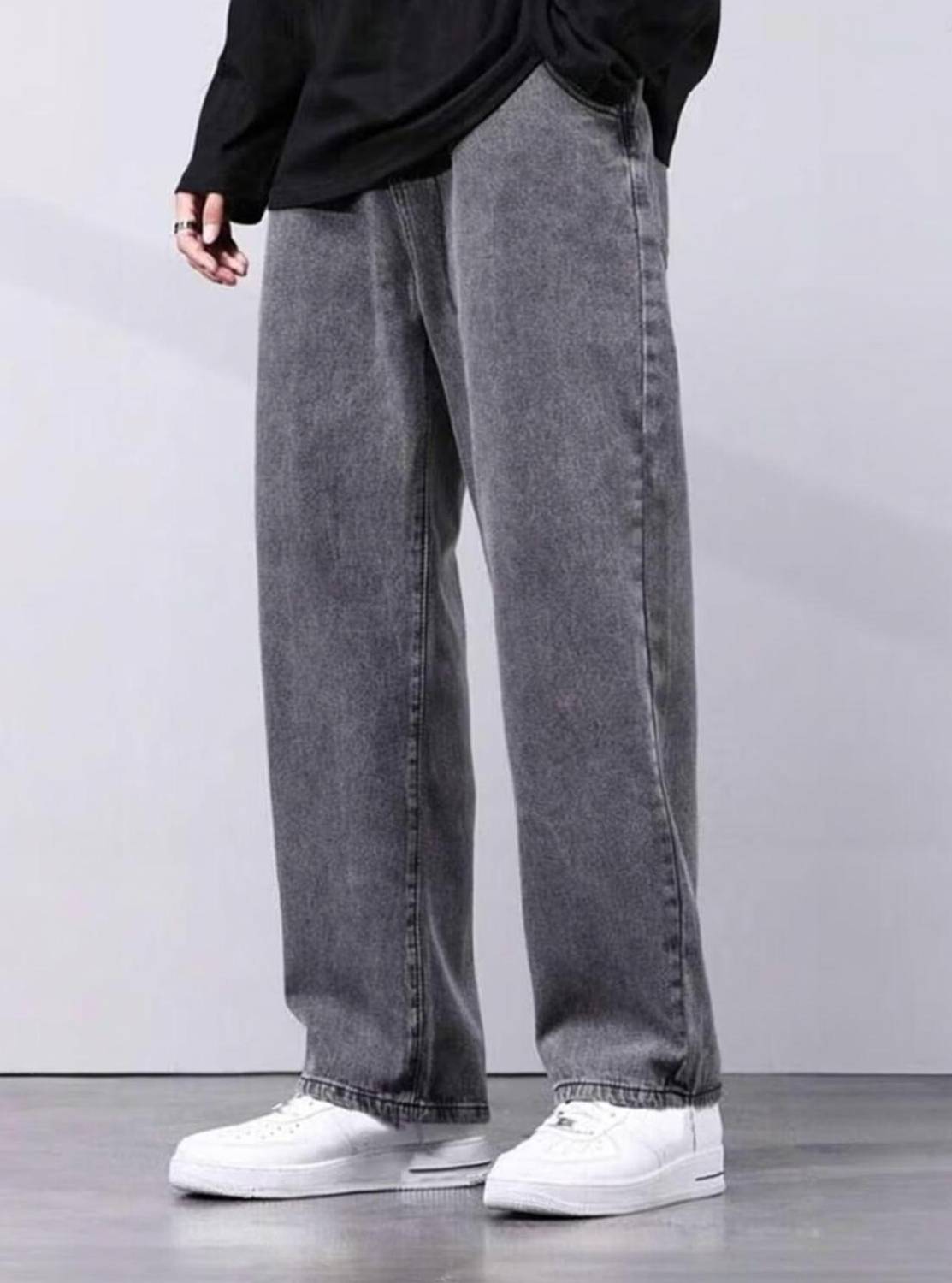 MEIXN Straight Fit Men Grey Jeans - Image 1