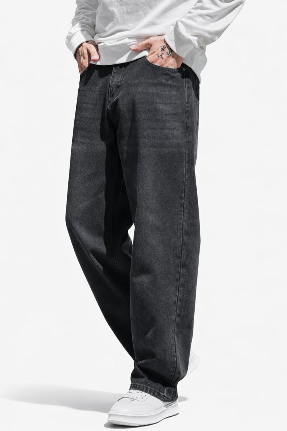 Image of ZARUME Loose Fit Men Grey Jeans
