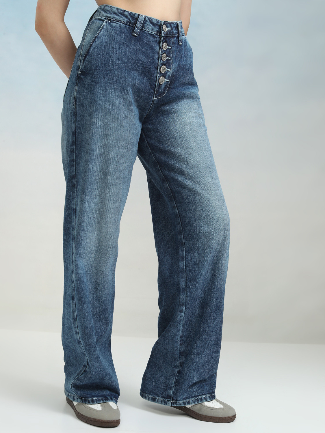 Image of Tokyo Talkies Flared Women Blue Jeans