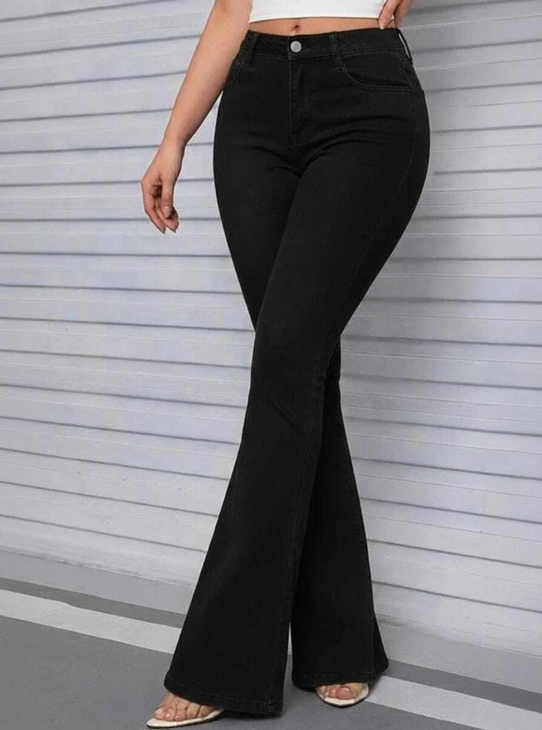 BEAUTEEY Boot-Leg Women Black Jeans