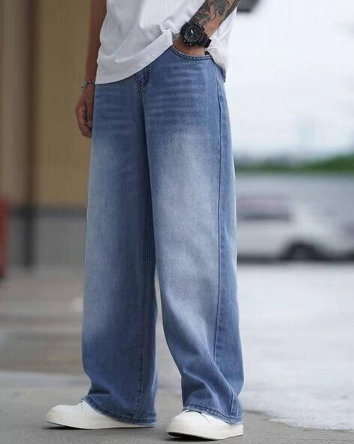 M Q Men Light Blue Loose Fit Jeans - Image 3