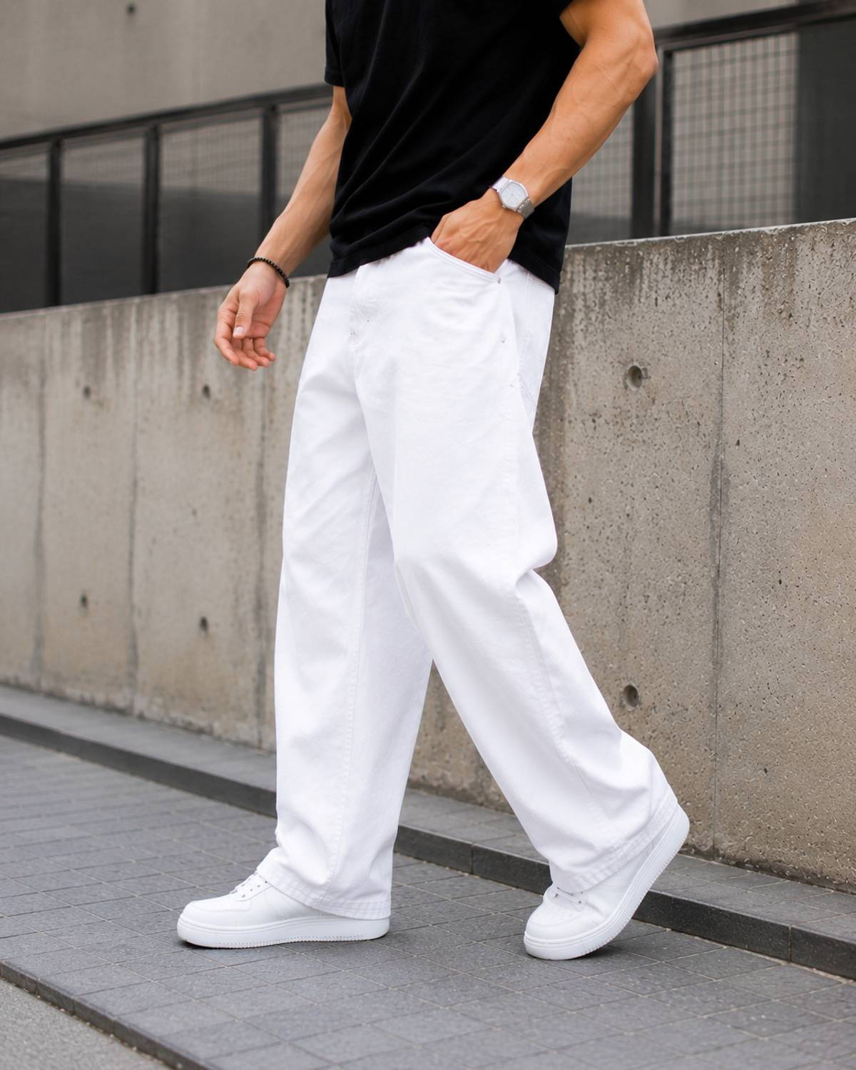 James Webb Loose Fit Men White Jeans - Image 5