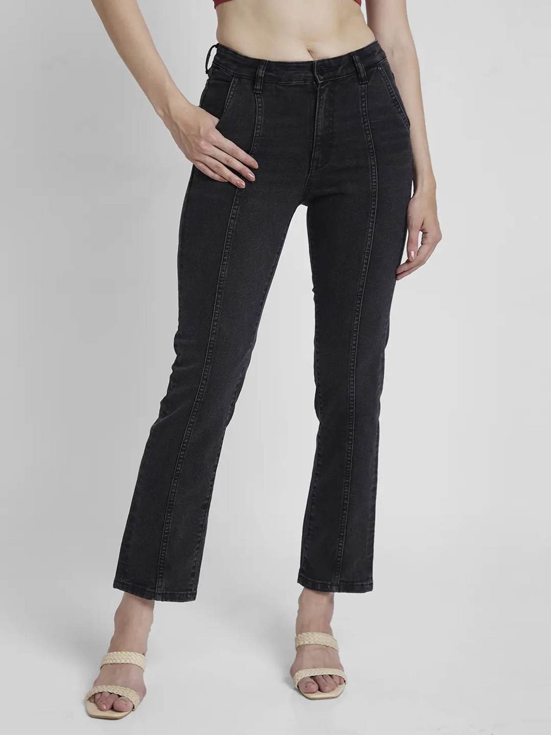Image of Spykar Straight Fit Women Black Jeans