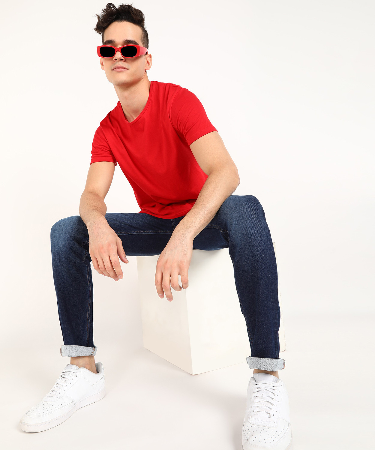 Image of NUMERO UNO Sustainable Denim Tapered Fit Men Dark Blue Jeans