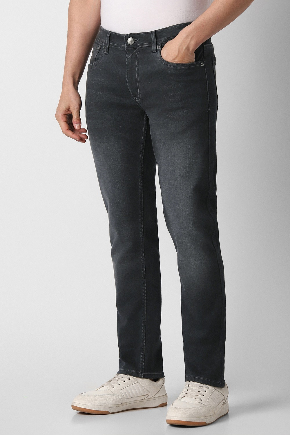 Image of PETER ENGLAND Tapered Fit Men Black Jeans
