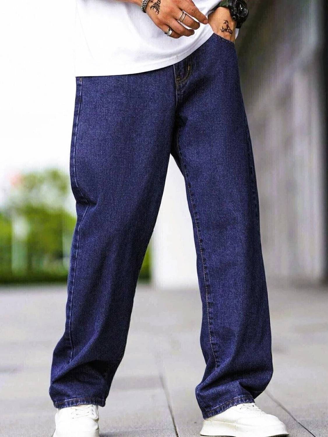 ZAYSH Loose Fit Men Dark Blue Jeans - Image 4