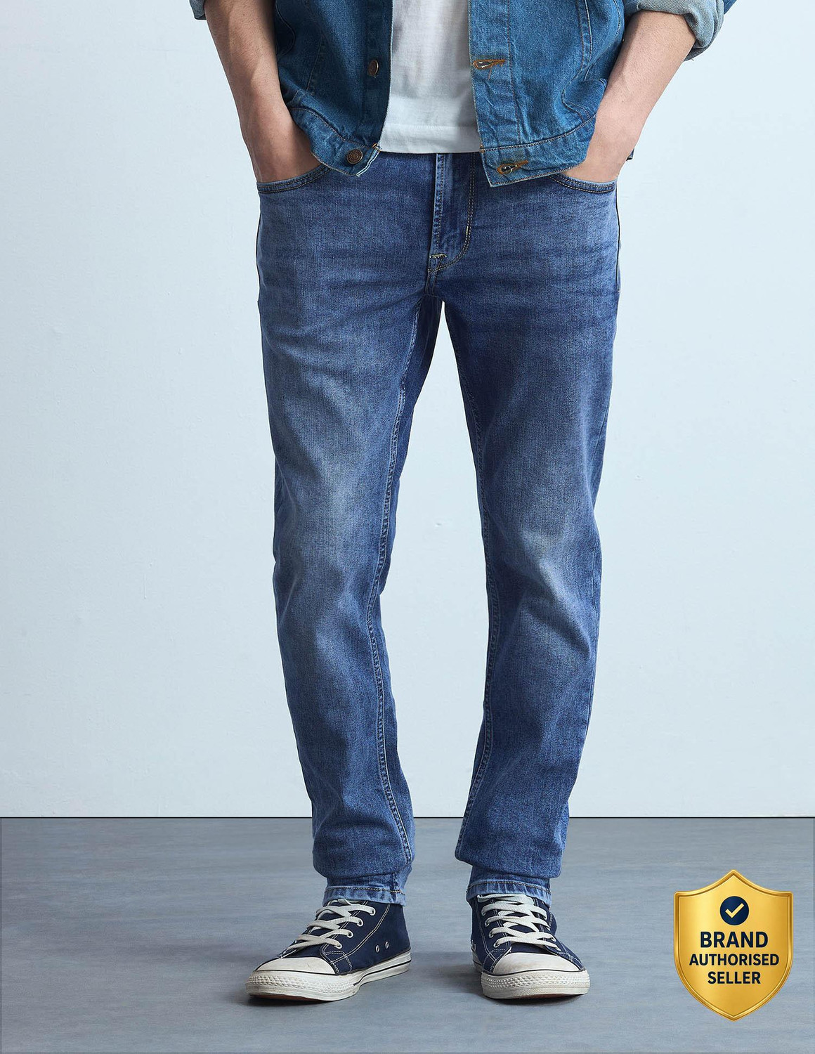 Image of FLYING MACHINE Skinny Men Blue Jeans