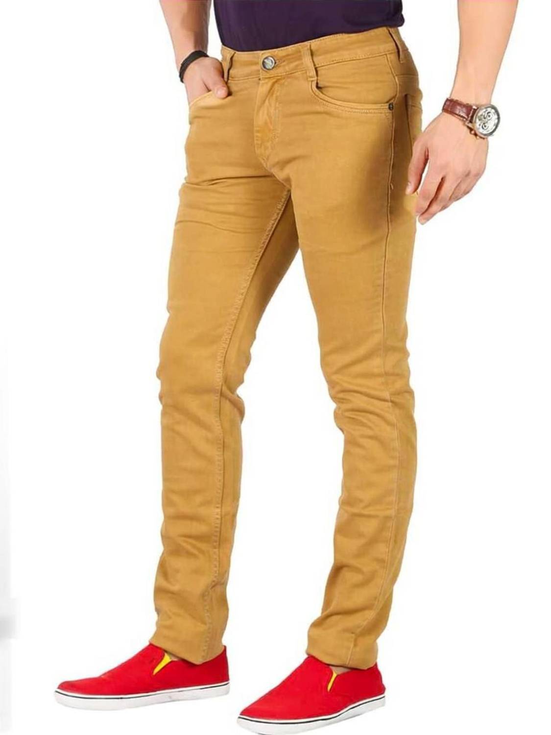 BASE-CROWD Slim Men Gold Jeans
