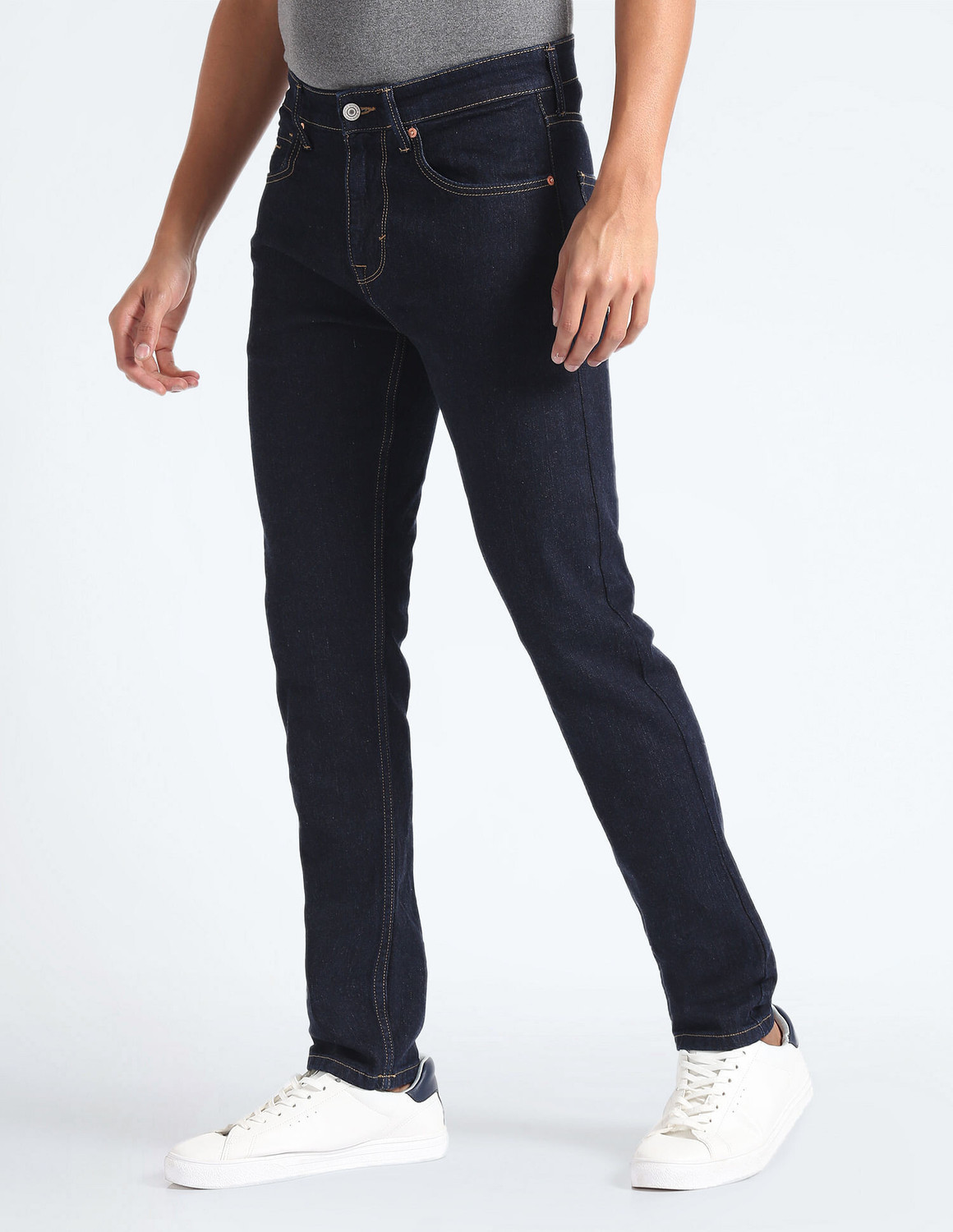 Image of FLYING MACHINE Tapered Fit Men Blue Jeans