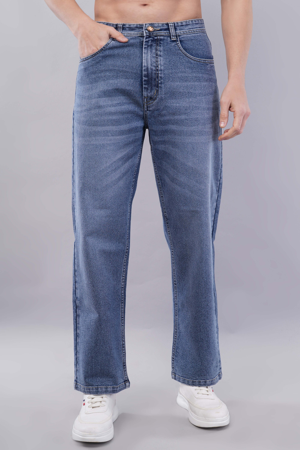 Image of NIVASU Straight Fit Men Blue Jeans