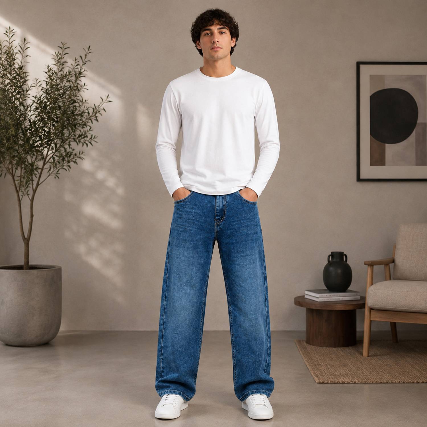 BLACKICON Straight Fit Blue Jeans - Image 1