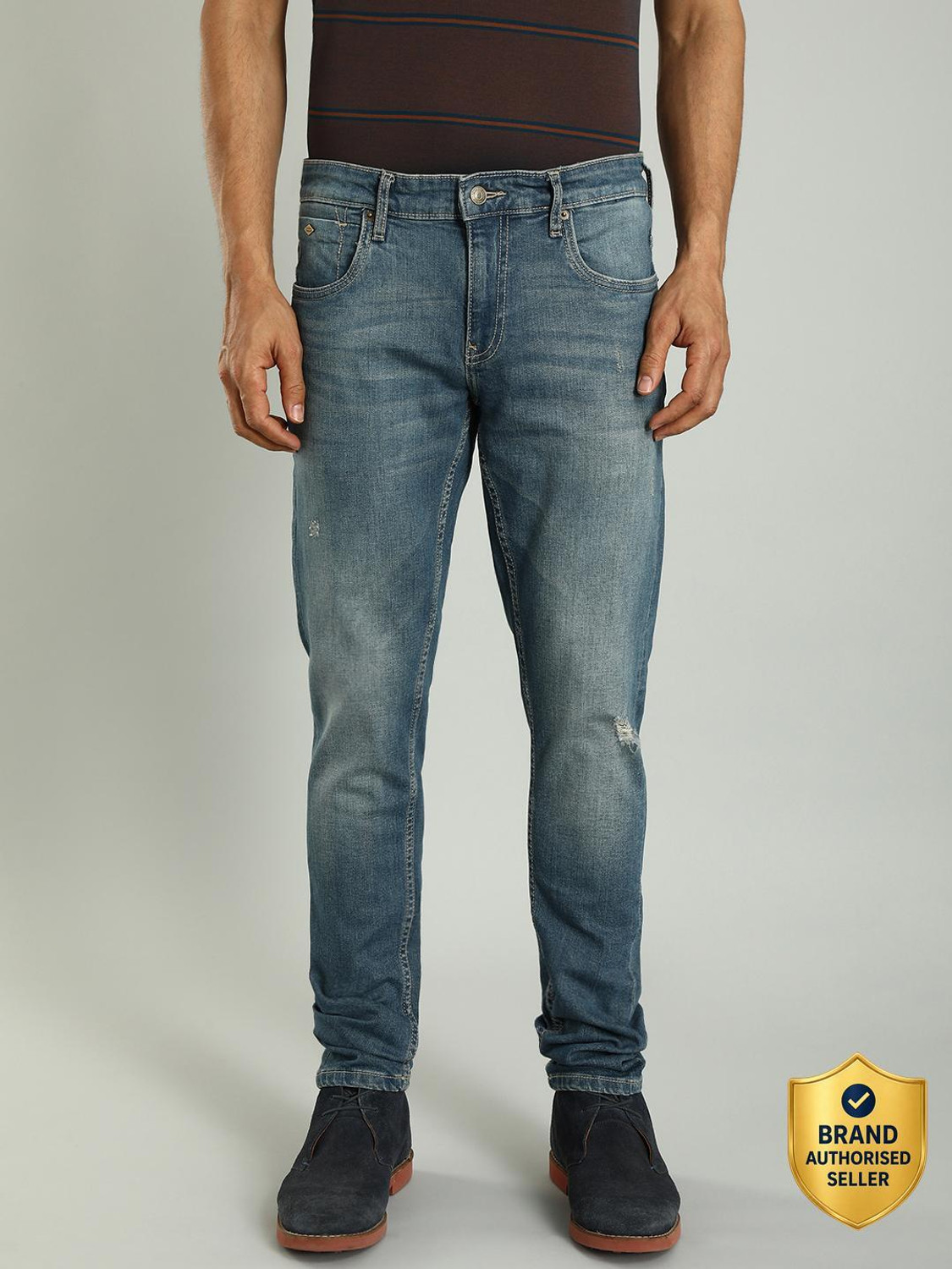 Image of INDIAN TERRAIN Men Slim Mid Rise Blue Jeans