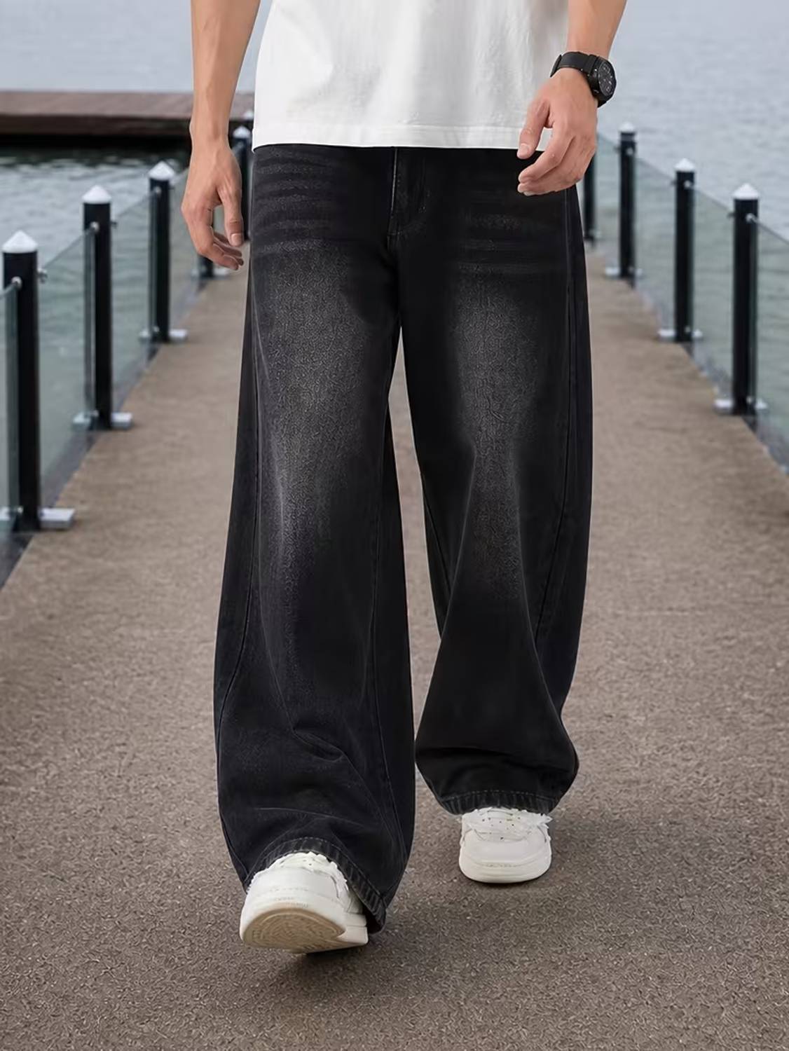 sejvan Wide Leg Black Jeans - Image 4