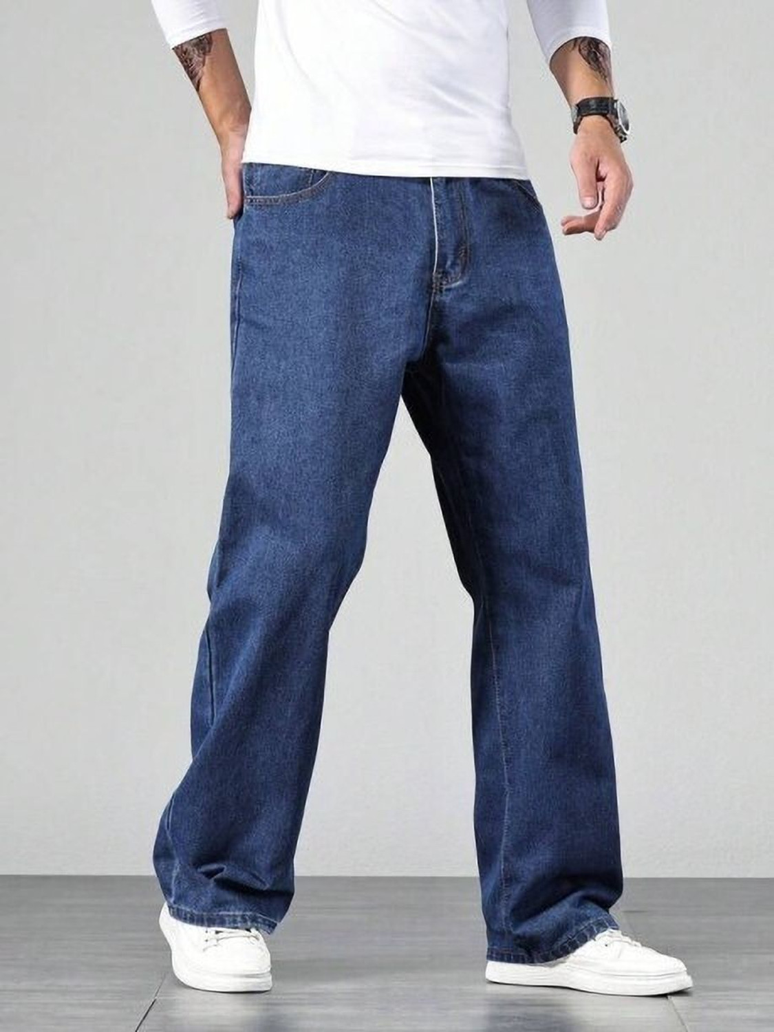 Image of ZAYSH Loose Fit Men Dark Blue Jeans