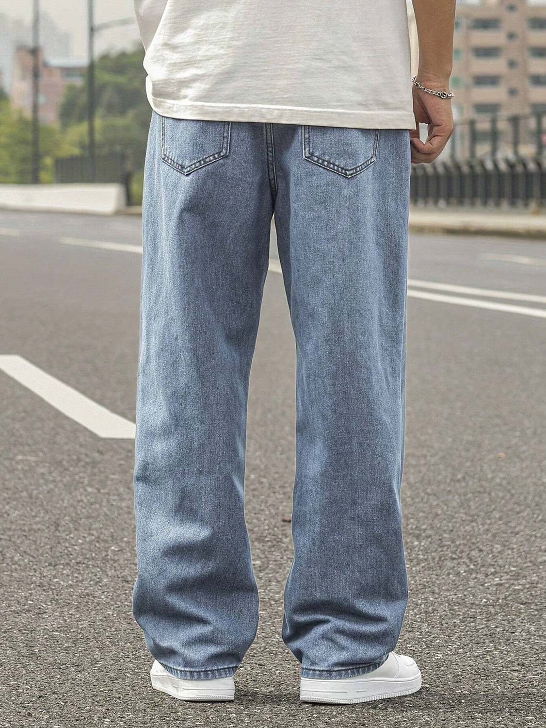 Image of Creation By London Hills Baggy Fit Men Light Blue Jeans