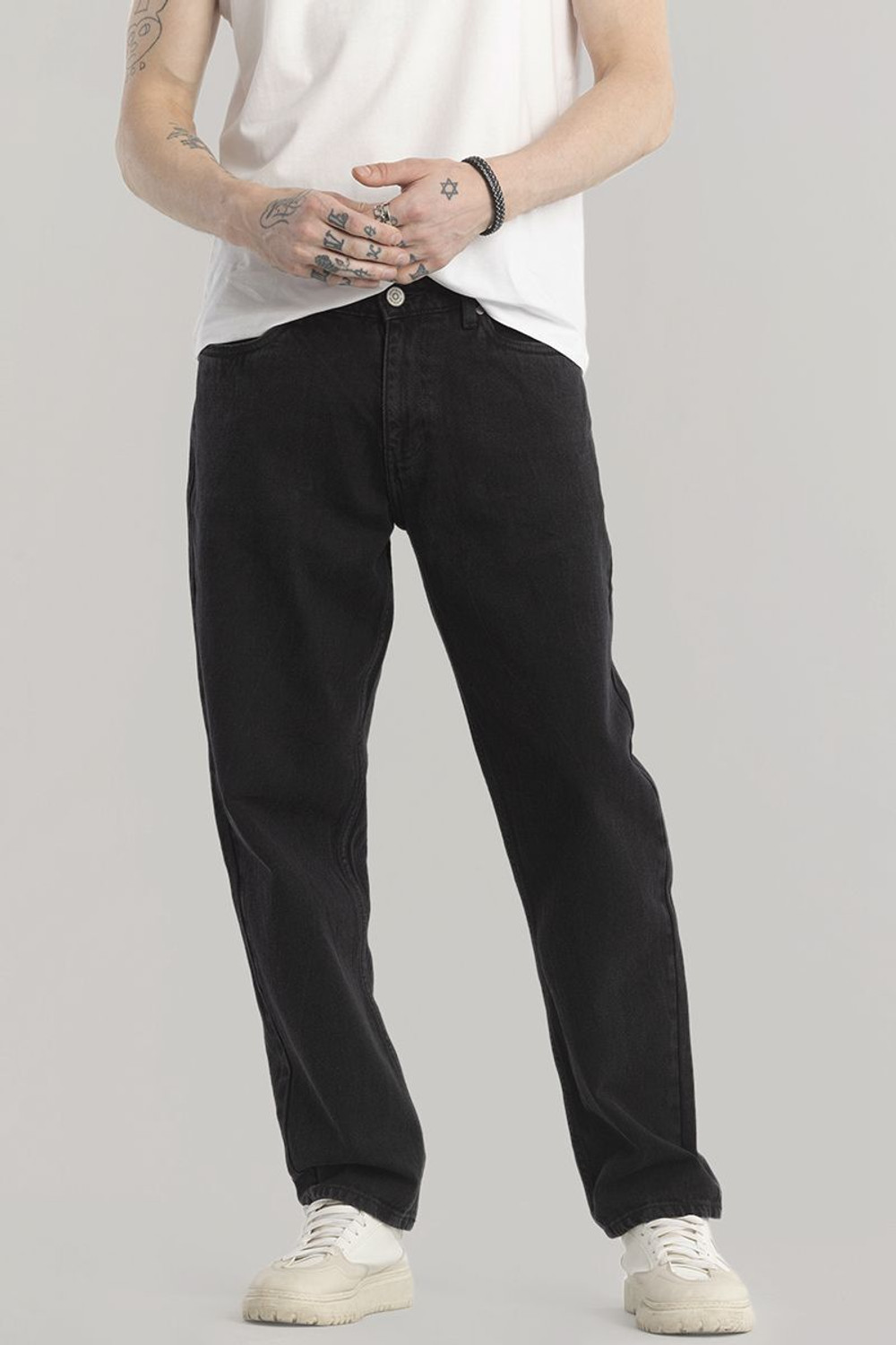 Image of Snitch Relaxed Fit Men Grey Jeans