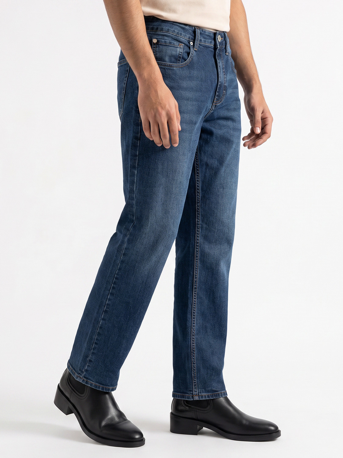 Image of Spykar Boot-Leg Men Blue Jeans