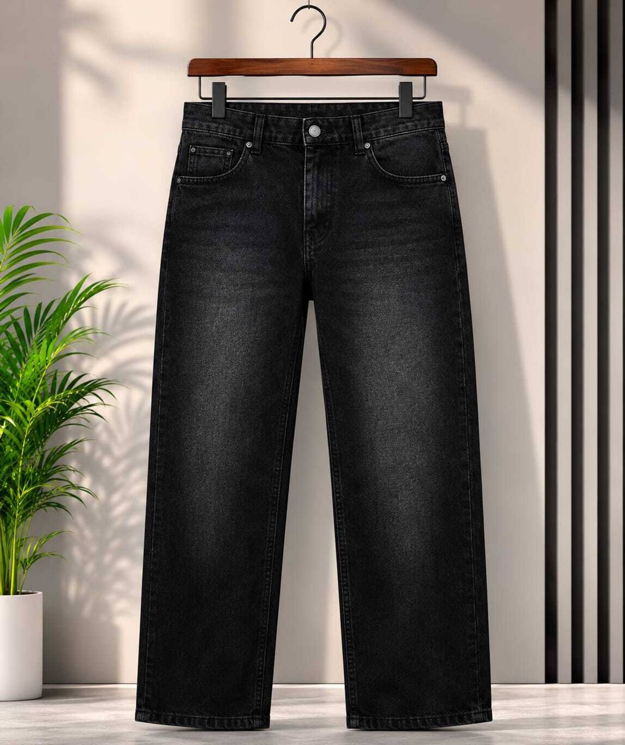cottees Straight Fit Men Black Jeans - Image 1