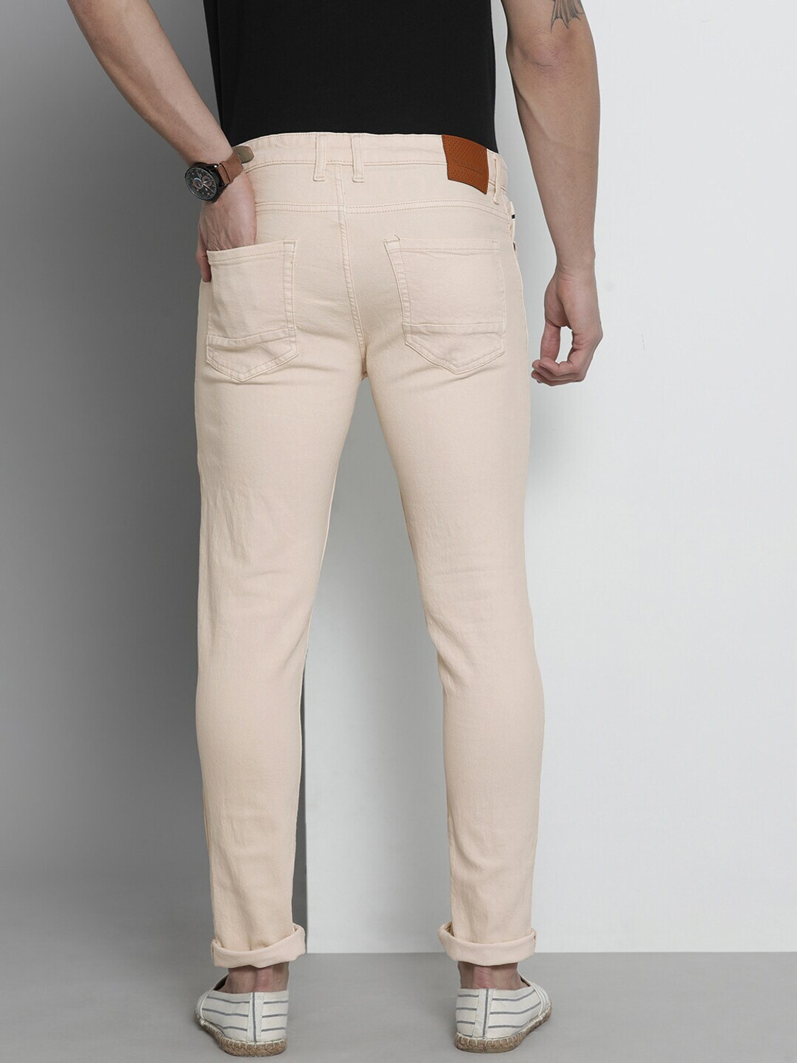 Image of The Indian Garage Co. Men Beige Jeans