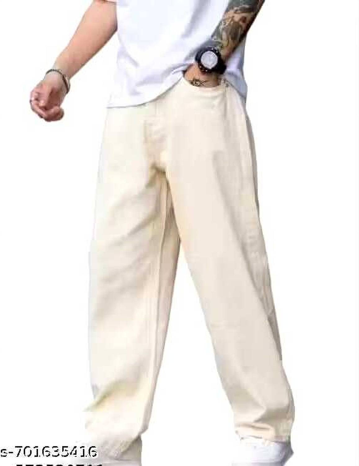 SFCLOTHING Baggy Fit Men Beige Jeans - Image 1