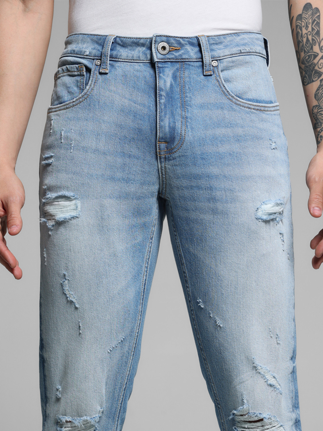 Image of JACK & JONES Slim Men Light Blue Jeans
