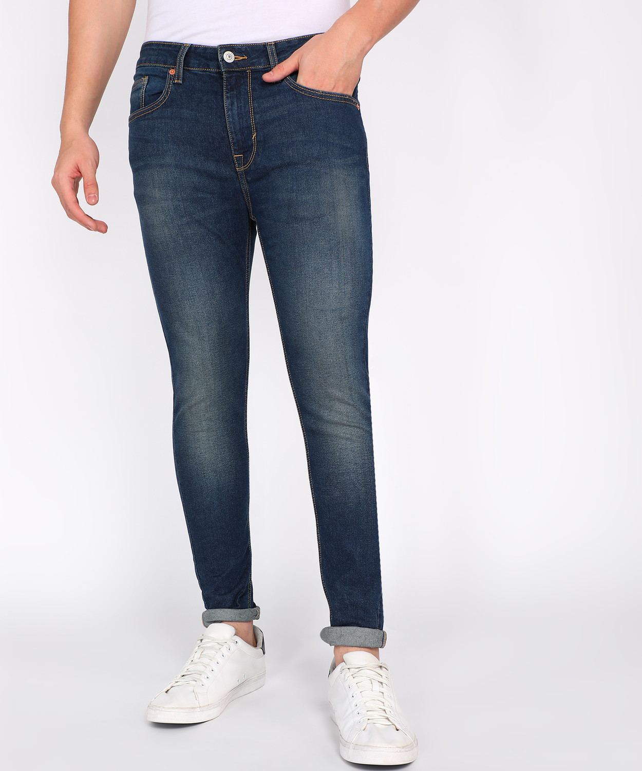 Image of FLYING MACHINE Skinny Men Blue Jeans