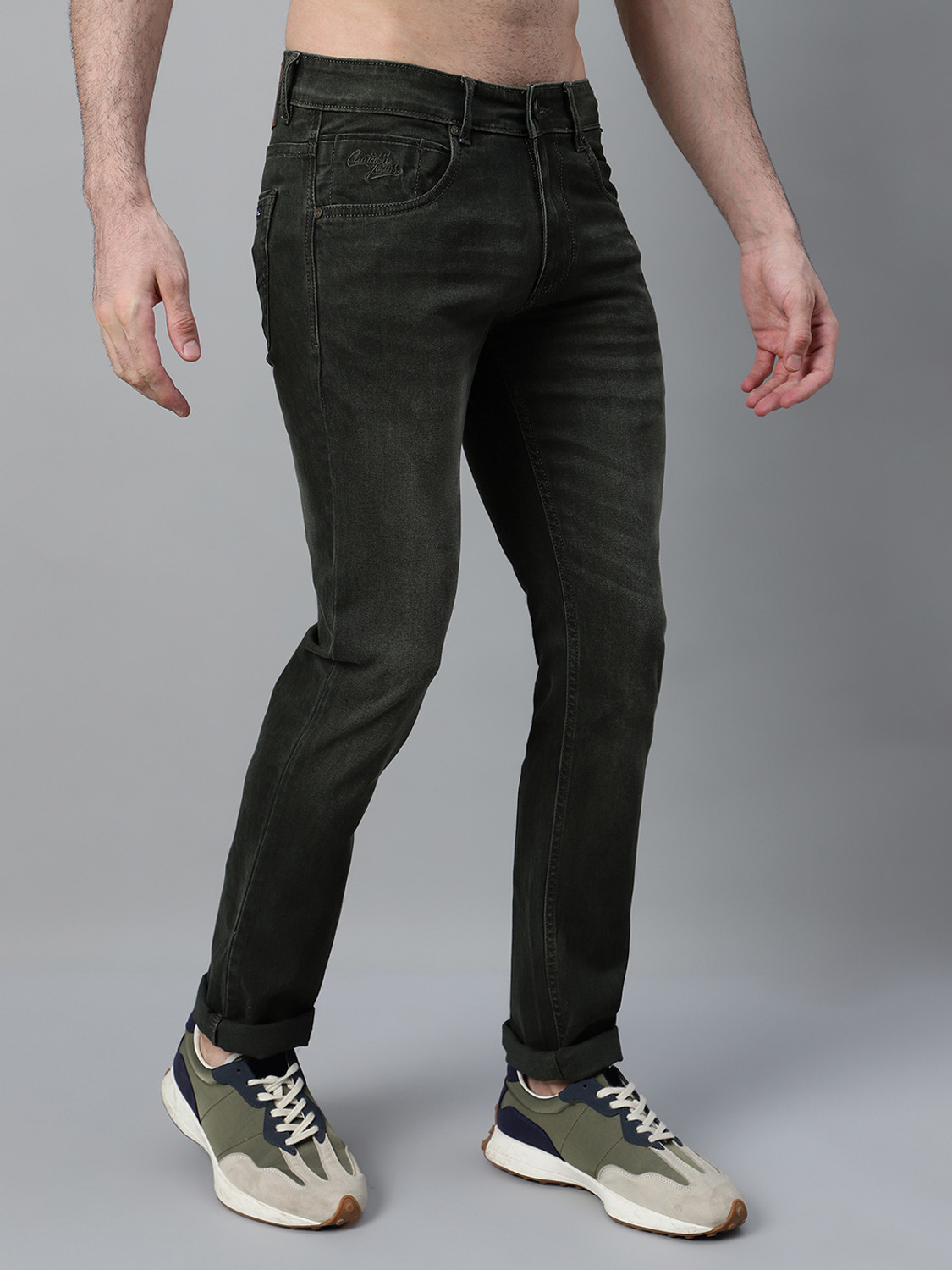 Image of CANTABIL Regular Men Dark Green Jeans