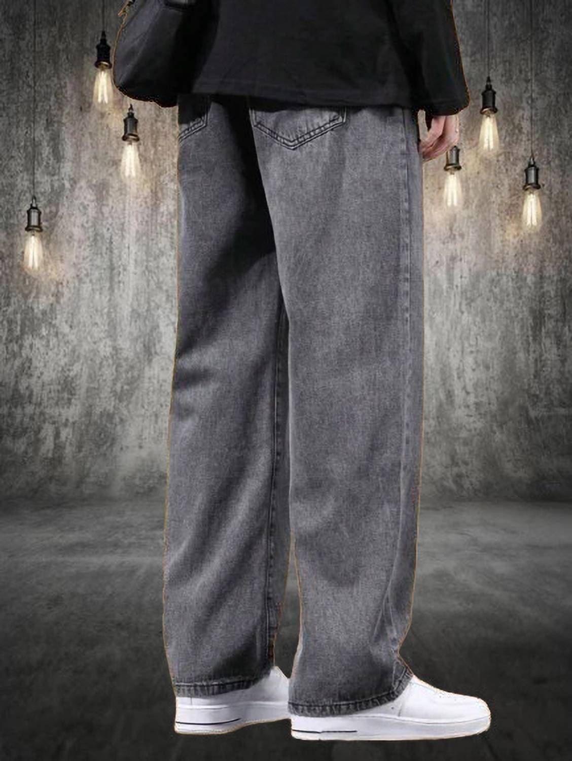 StarForWell Loose Fit Men Grey Jeans - Image 2