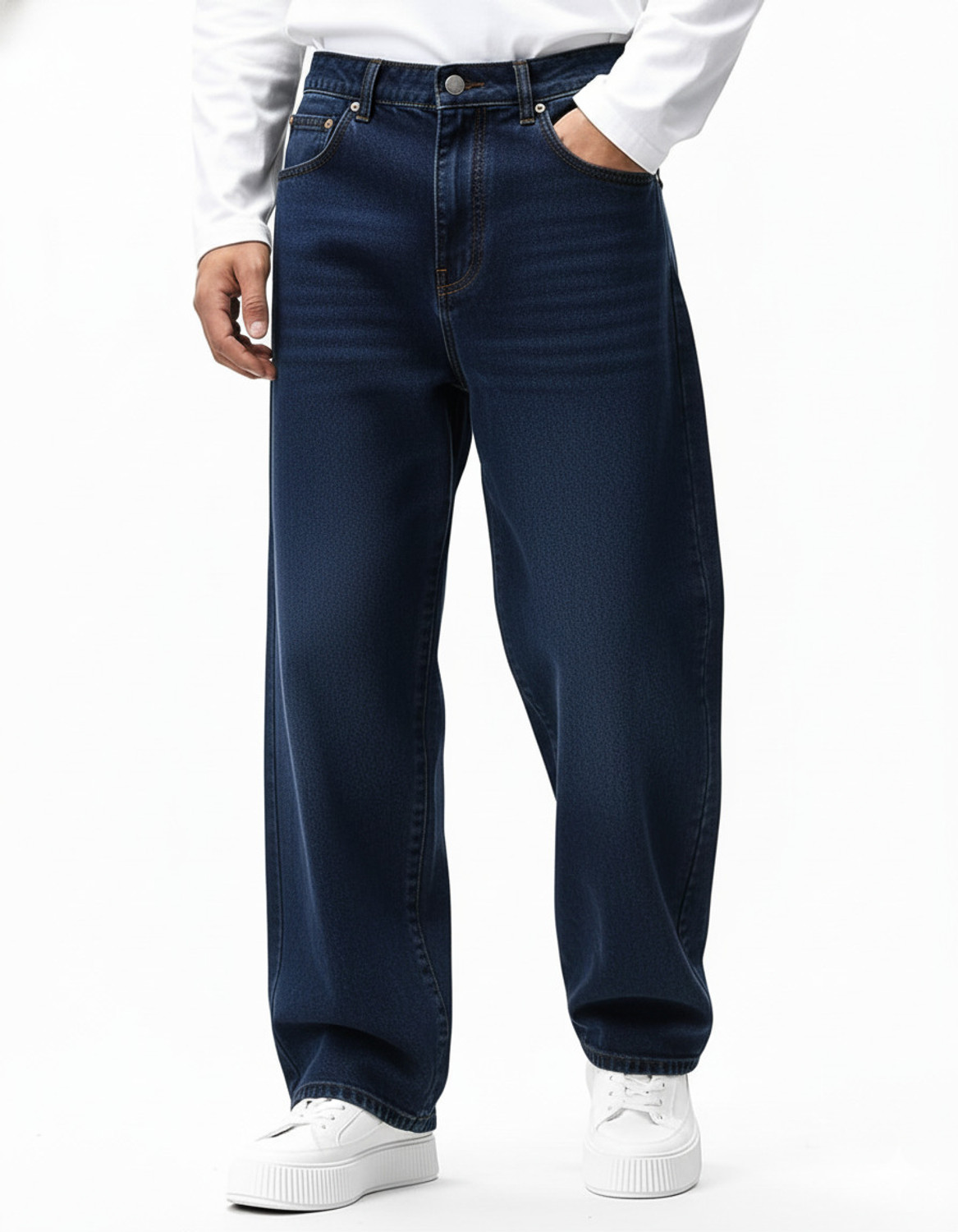 Image of St Shoppy Men Loose Fit Mid Rise Blue Jeans