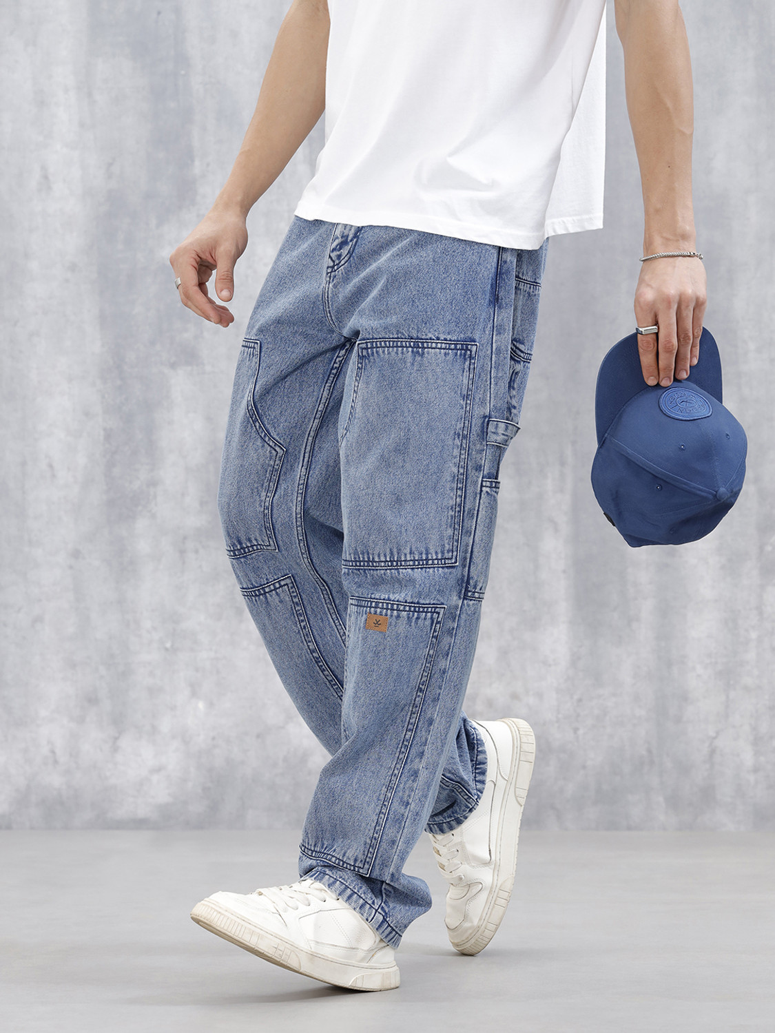 Image of WROGN Loose Fit Men Blue Jeans