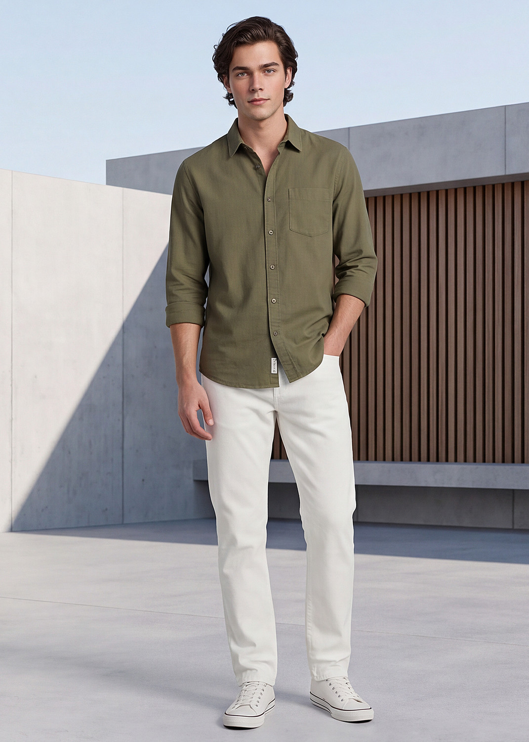 Image of LAWMAN Straight Fit Men White Jeans