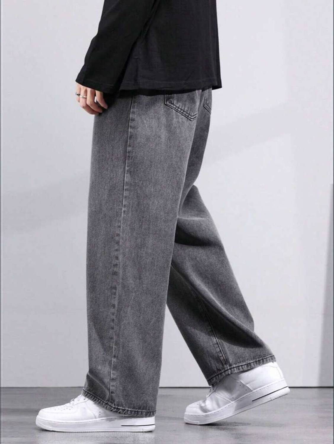 LOOKONCE Straight Fit Grey Jeans - Image 4