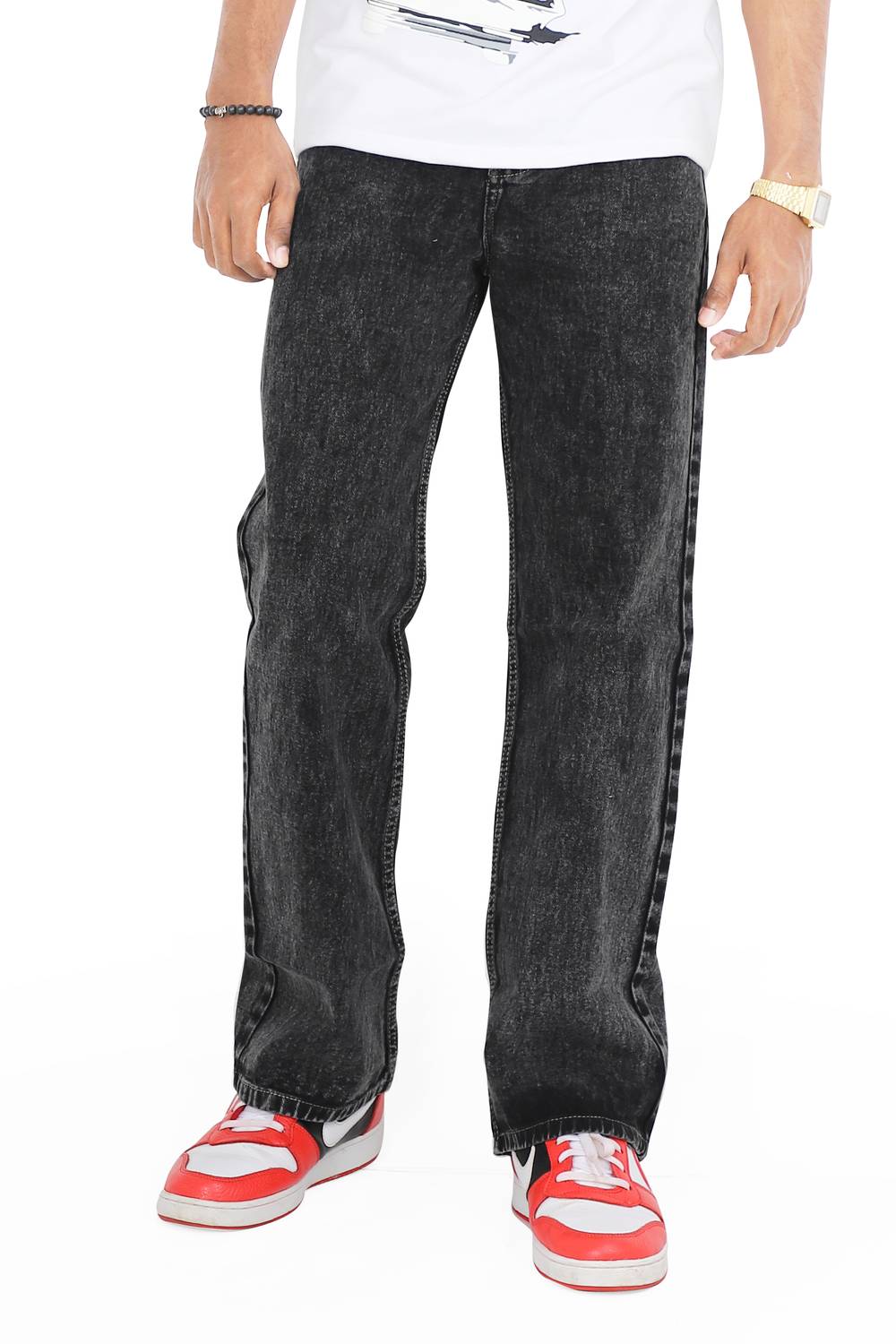 HouseOfCommon Relaxed Fit Men Black Jeans - Image 3