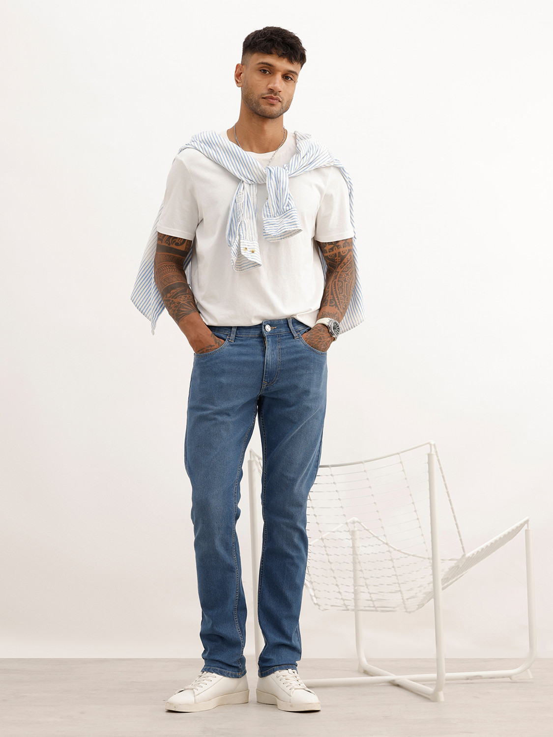 Image of WROGN Slim Men Blue Jeans
